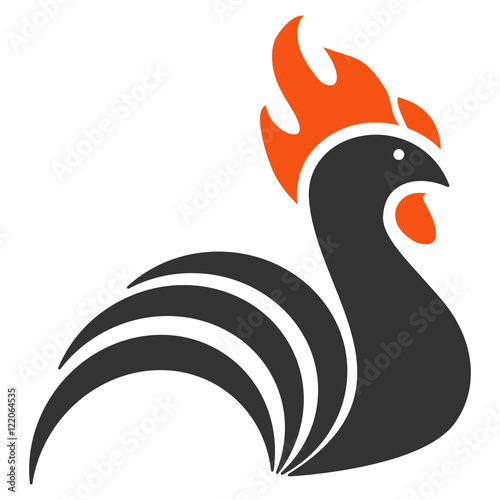 Rooster icon. Vector style is flat iconic symbol on a white background.