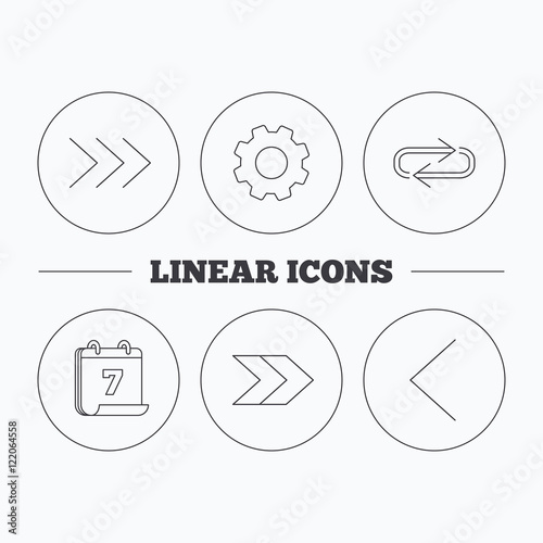 Arrows icons. Right, repeat linear signs.