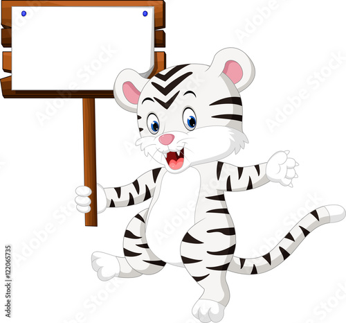 Fototapeta Naklejka Na Ścianę i Meble -  Cute white tiger cartoon