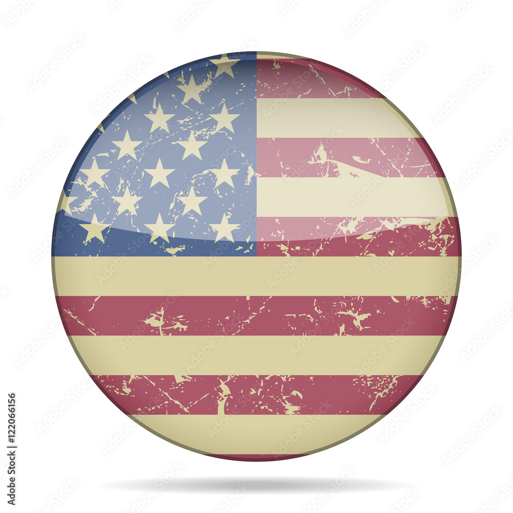 vintage button flag of USA - grunge style