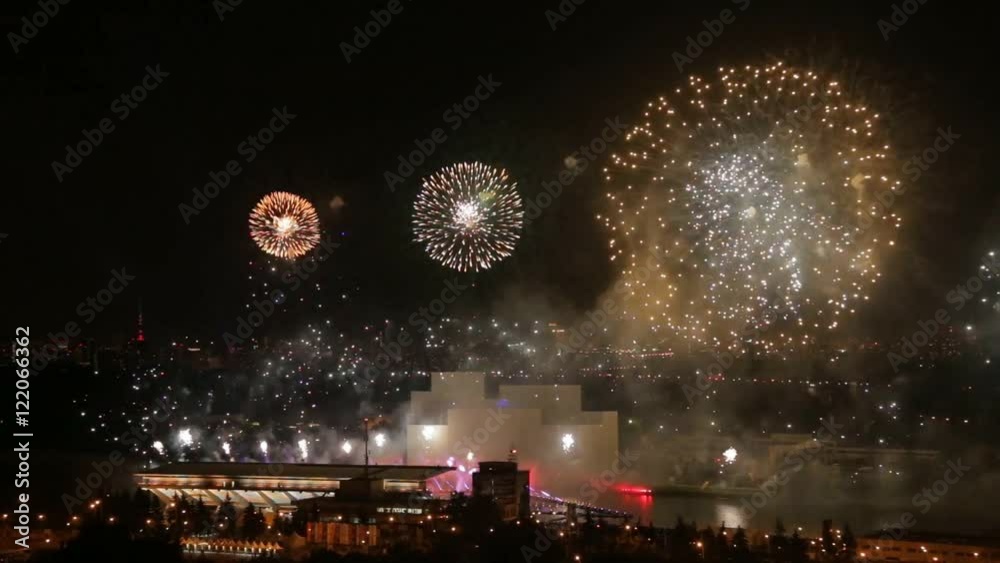a fireworks in a night sky a fireworks in a night sky