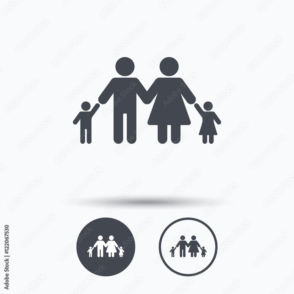 Family icon. Father, mother and child sign. Family icon. Father, mother and child sign.