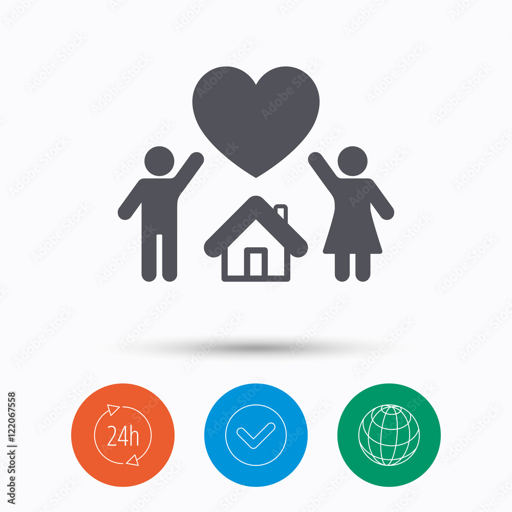 Family icon. Father, mother and child sign.