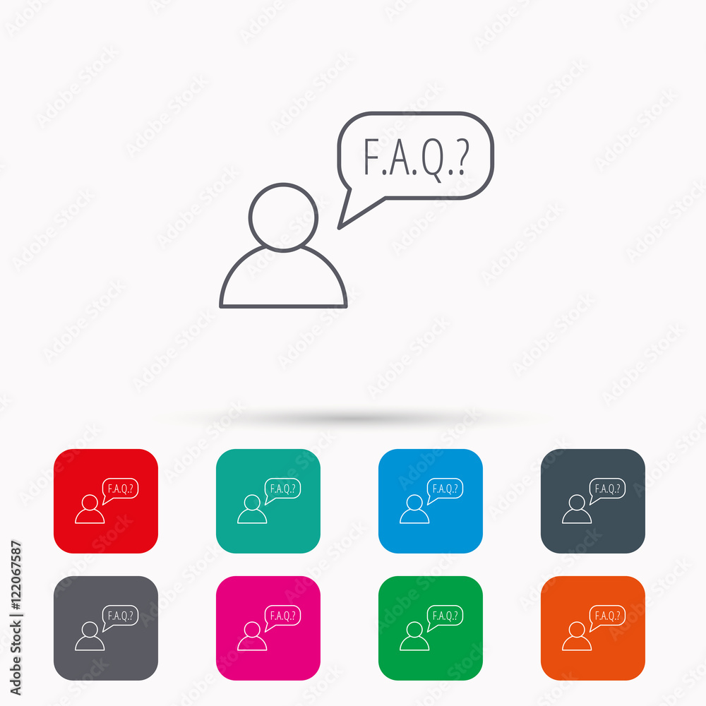 FAQ service icon. Support speech bubble sign. FAQ service icon. Support speech bubble sign.