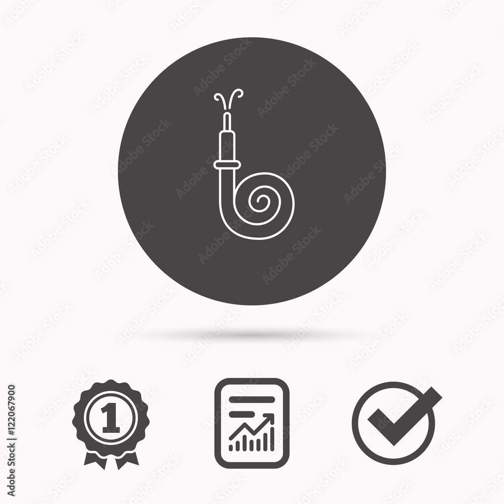 Fire hose reel icon. Firefighters station sign. Fire hose reel icon. Firefighters station sign.