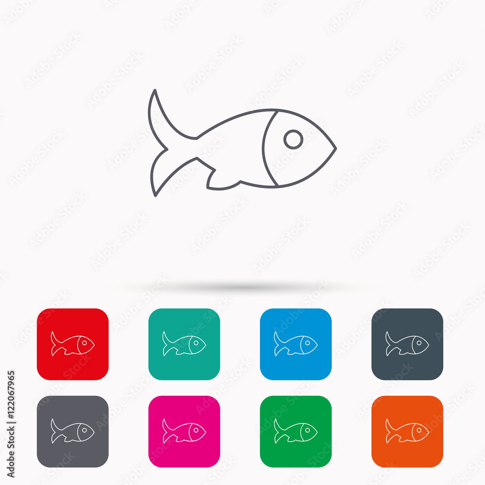 Obraz premium Fish icon. Seafood sign. Vegetarian food symbol.