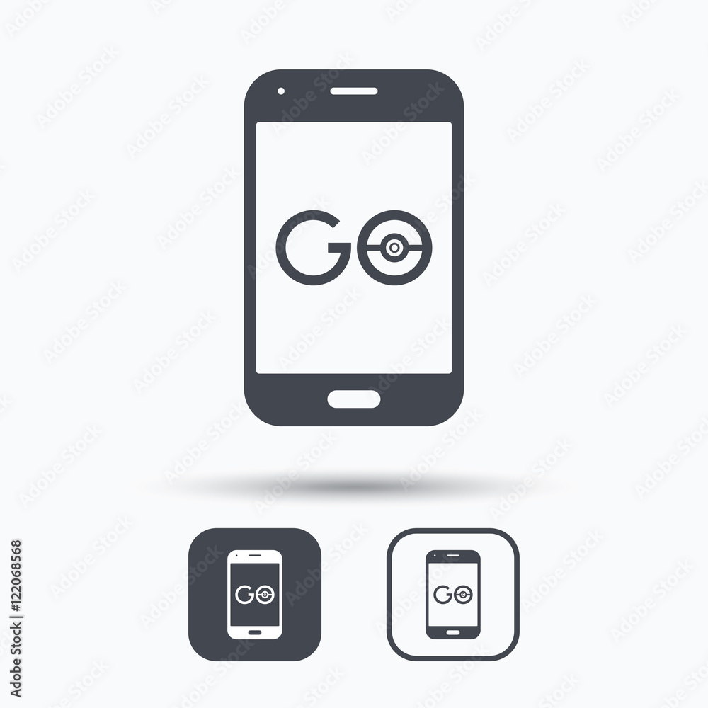 Smartphone game icon. Go symbol. Smartphone game icon. Go symbol.