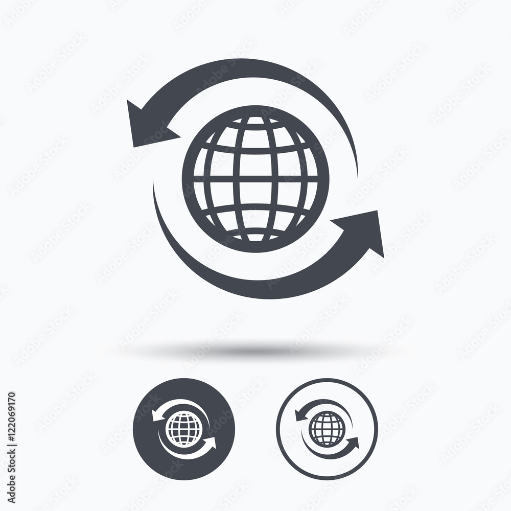 Globe icon. World or internet sign. Globe icon. World or internet sign.