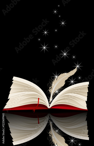 A book with a quill pen
