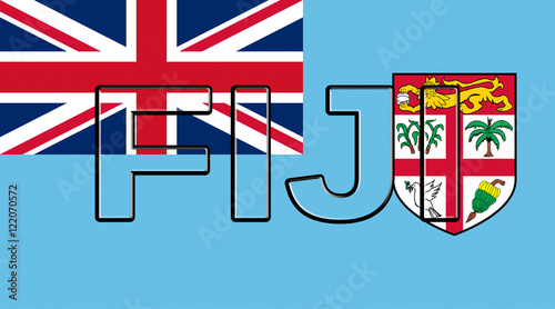 Illustration of the flag of Fiji with the country written on the flag