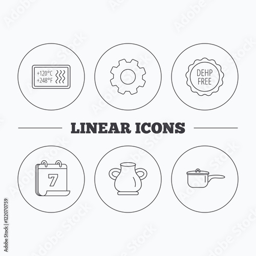 Saucepan, vase and heat-resistant icons.