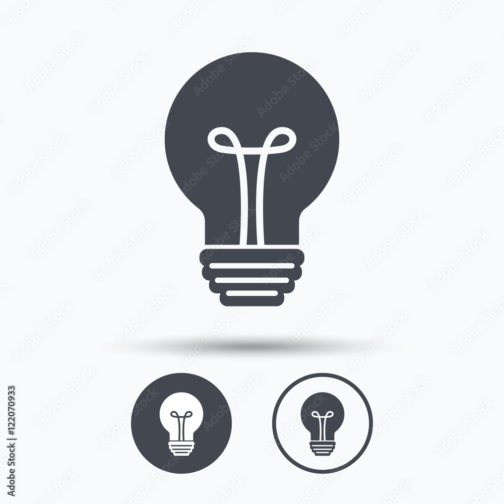 Light bulb icon. Lamp illumination sign. Light bulb icon. Lamp illumination sign.