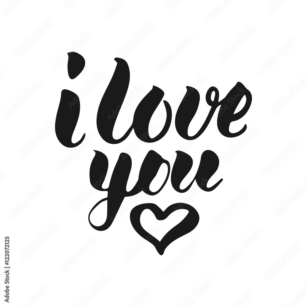 I Love You hand lettering calligraphy T-shirt print. Cute badge I Love You hand lettering calligraphy T-shirt print. Cute badge