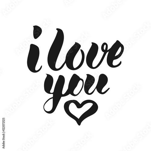 I Love You hand lettering calligraphy T-shirt print. Cute badge