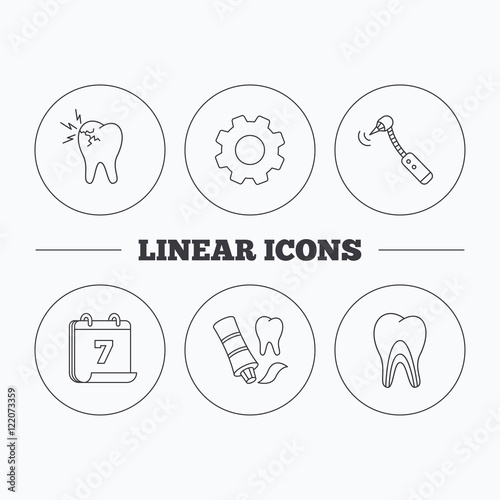 Toothpaste, dental tubules and toothache icons.