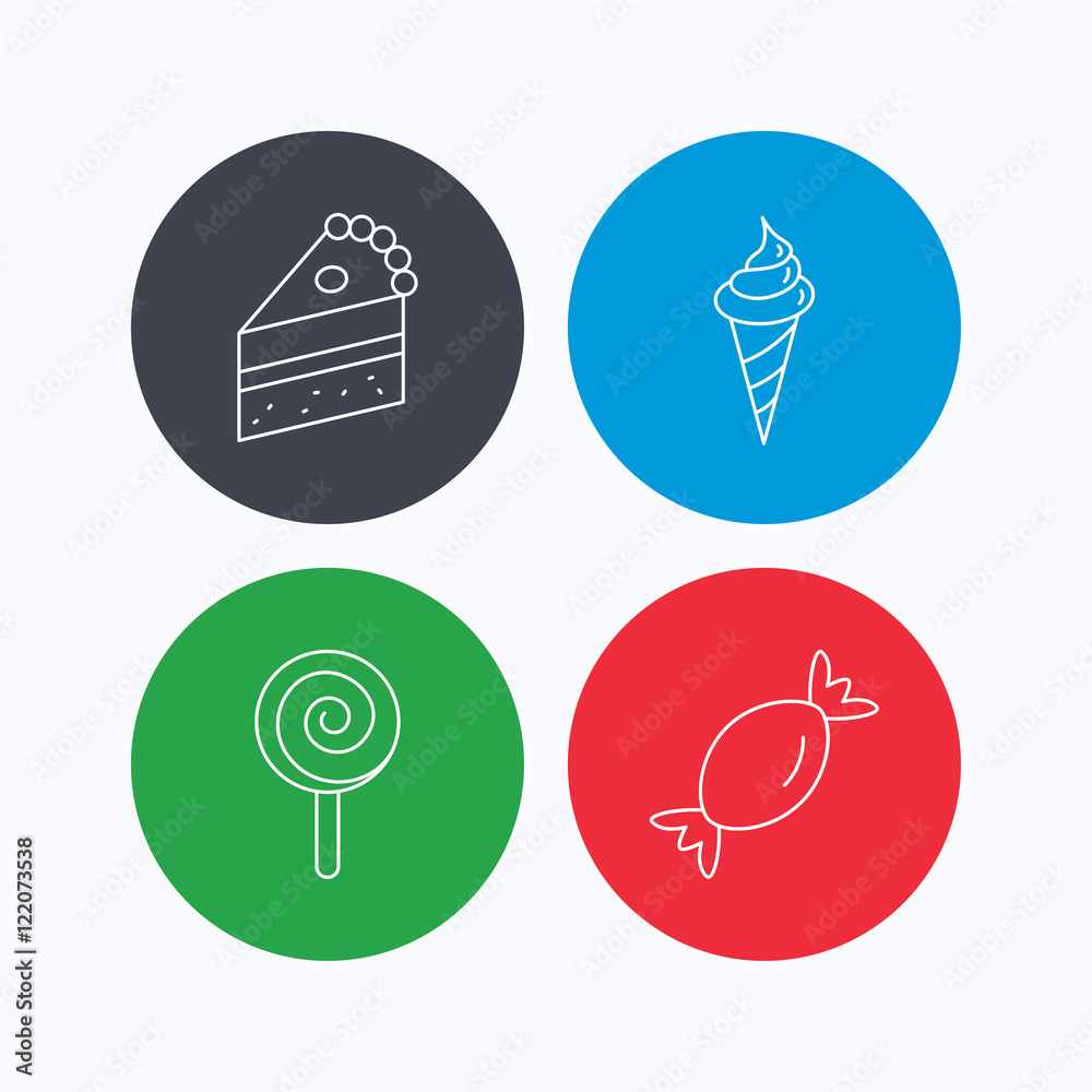 Cake, candy and ice cream icons. Cake, candy and ice cream icons.