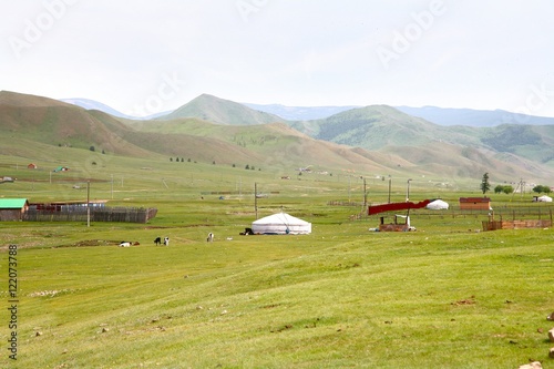  The ger camp in a large meadow at Ulaanbaatar , Mongolia 
