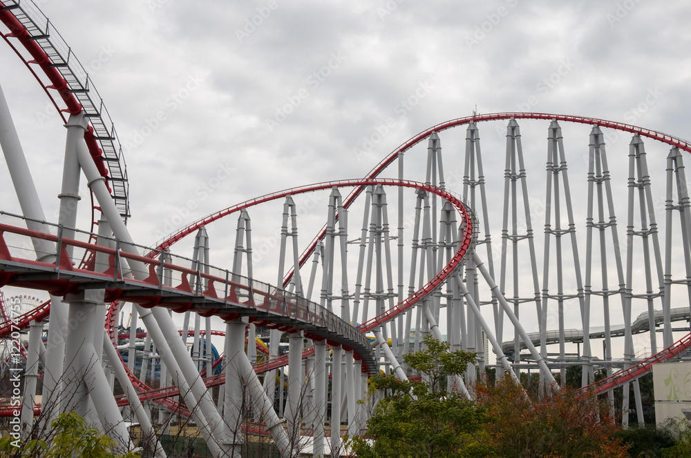 The loops of a scaring roller coaster in Nagashima, Kuwana, Japa