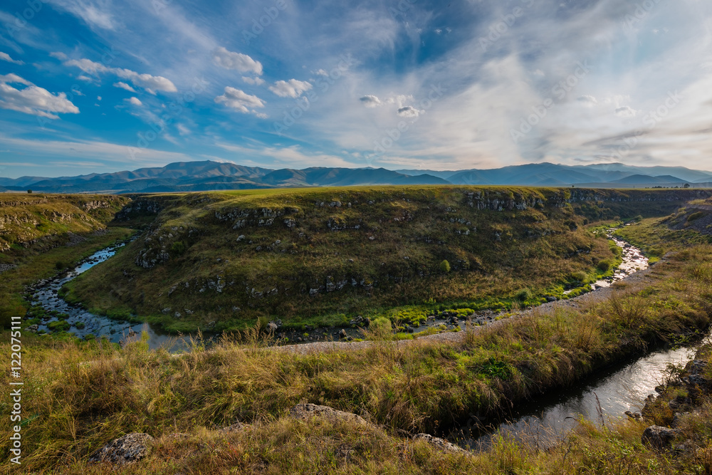 Above view of Dzoraget river's gorge, Armenia