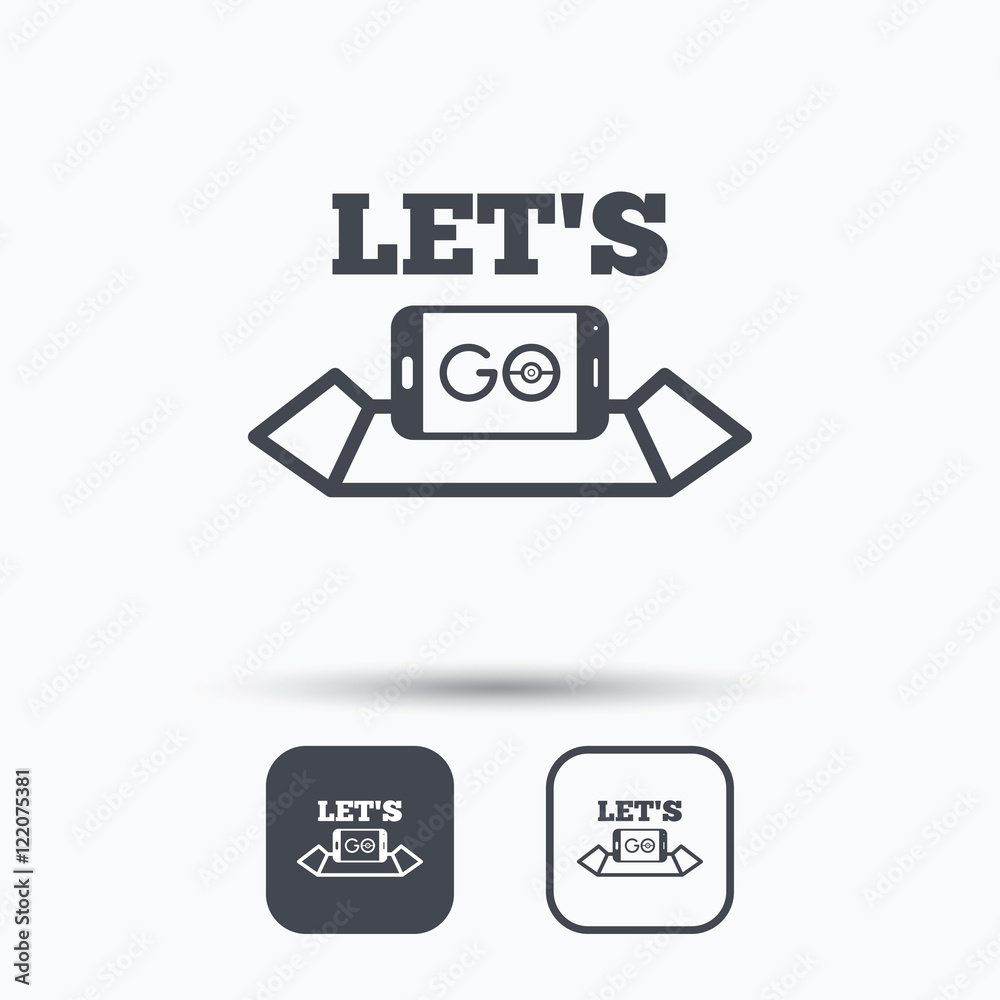 Smartphone with map icon. Go symbol. Smartphone with map icon. Go symbol.