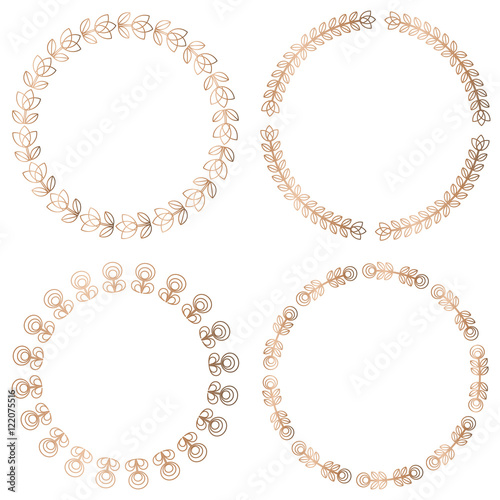 Golden round floral frames, design elements photo