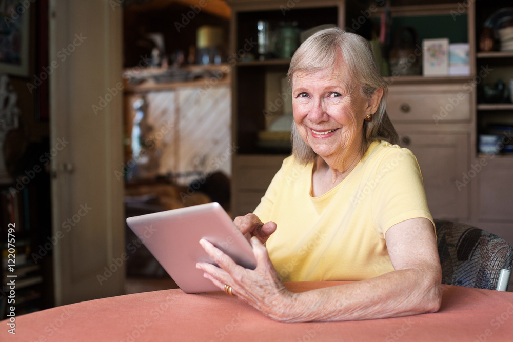 Happy woman using tablet computer Happy woman using tablet computer