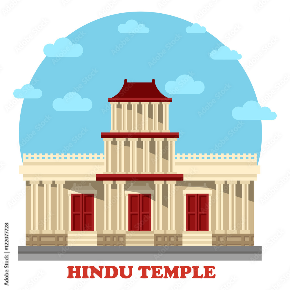 Hindu temple or mandir facade exterior view