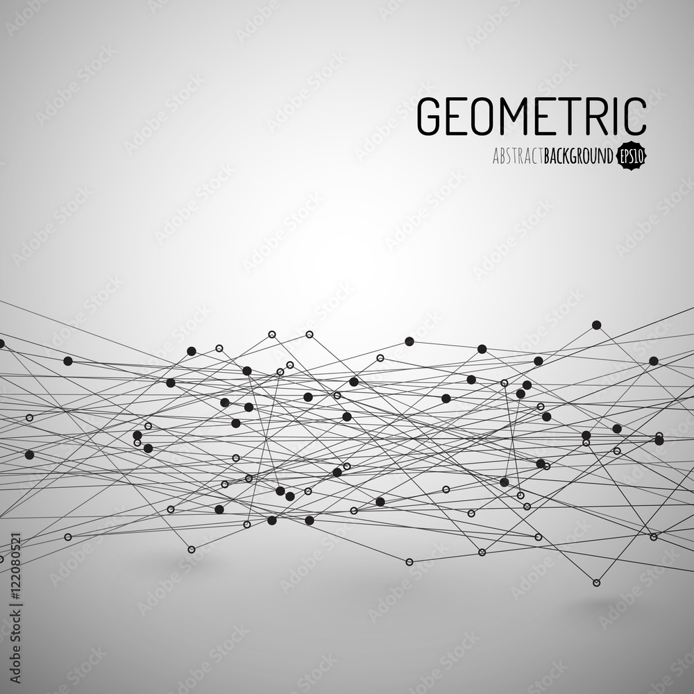 Abstract Background with Dots Array and Lines. Connection Structure. Geometric Modern Technology Concept. Digital Data Visualization. Abstract Infographic Concept