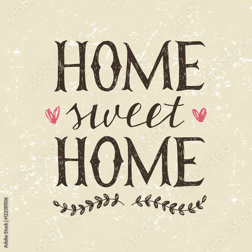Hand lettering quote about home
