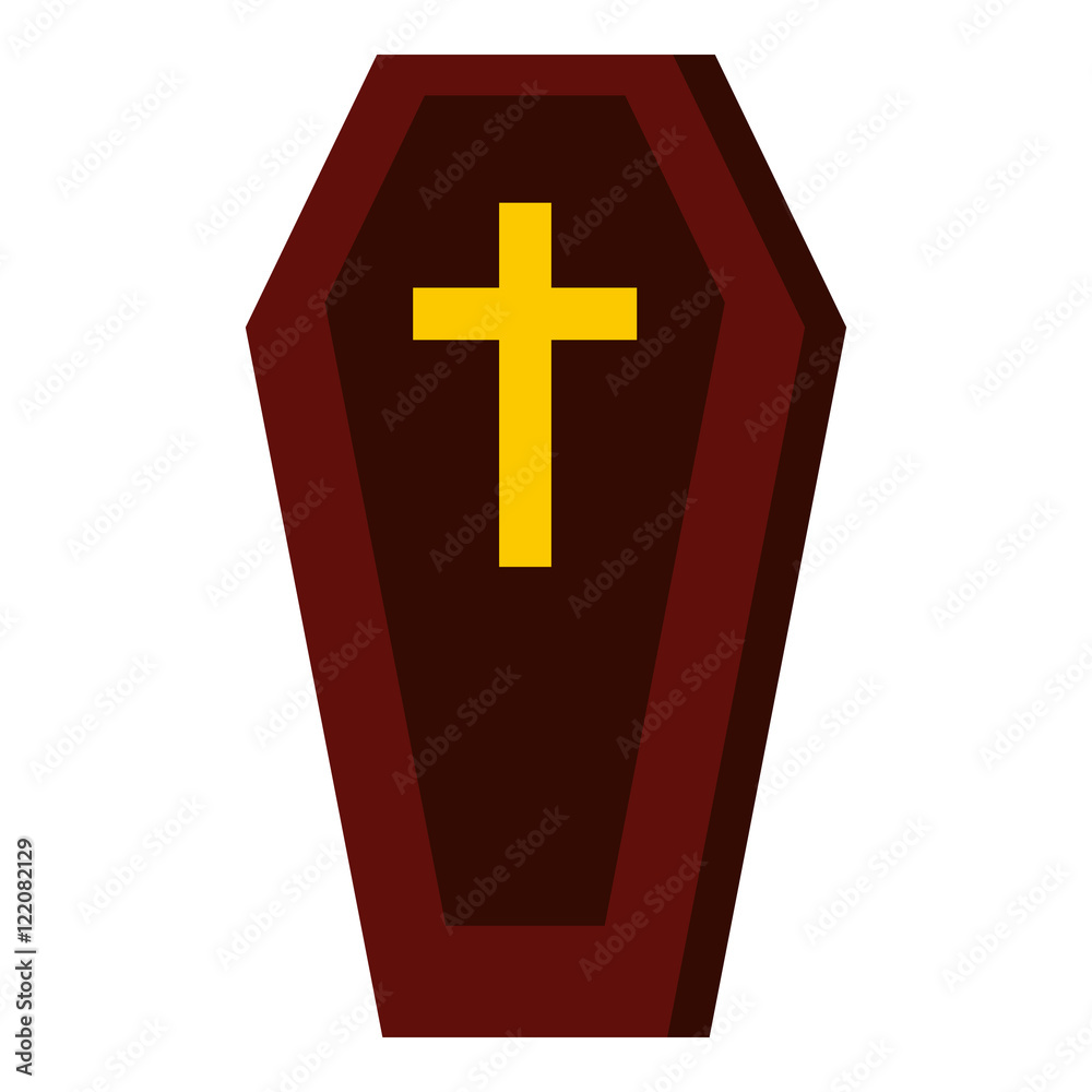 Coffin icon in flat style isolated on white background. Death symbol vector illustration Coffin icon in flat style isolated on white background. Death symbol vector illustration