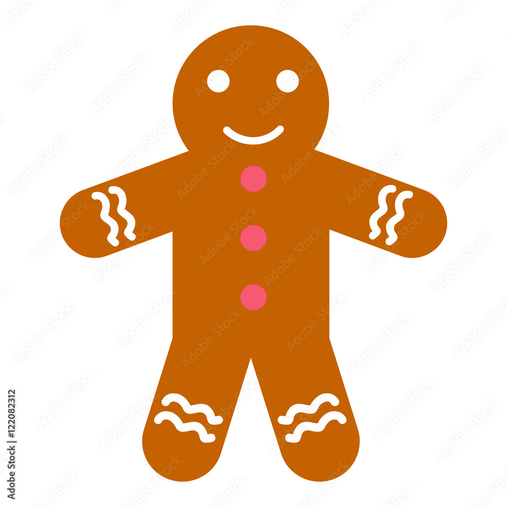 Obraz premium Christmas cookie icon in flat style isolated on white background. New year symbol vector illustration