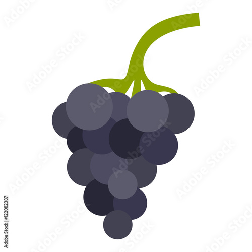 Bunch of grapes icon in flat style isolated on white background. Fruits symbol vector illustration