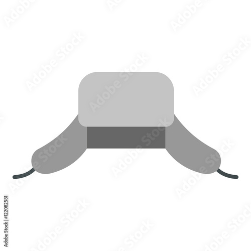 Ushanka man hat icon in flat style isolated on white background. Accessory symbol vector illustration