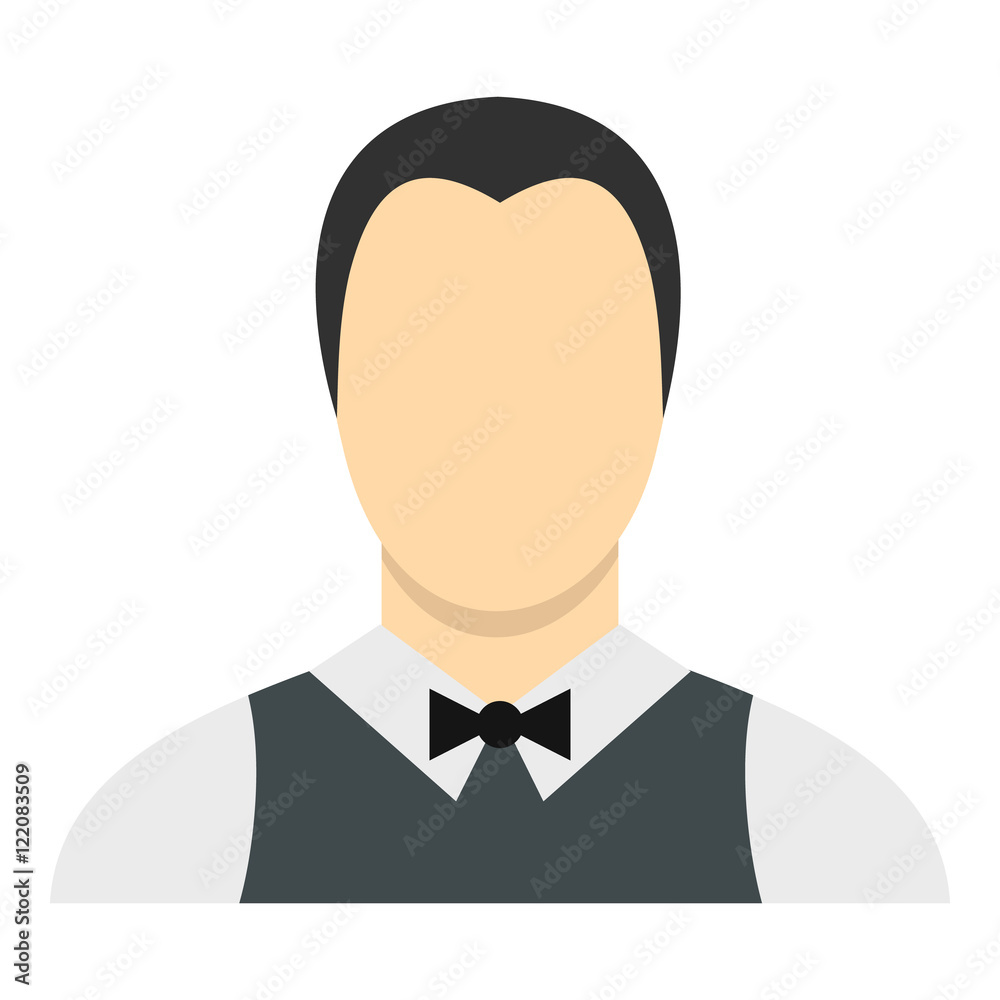 Waiter icon in flat style isolated on white background. Job symbol vector illustration Waiter icon in flat style isolated on white background. Job symbol vector illustration