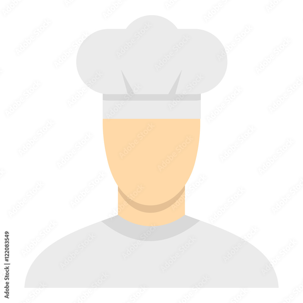 Chef icon in flat style isolated on white background. Job symbol vector illustration Chef icon in flat style isolated on white background. Job symbol vector illustration