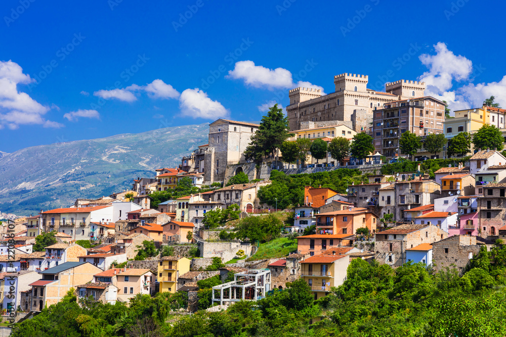 view of medieval town Celano, Province of L'Aquila, Abruzzo, Italy