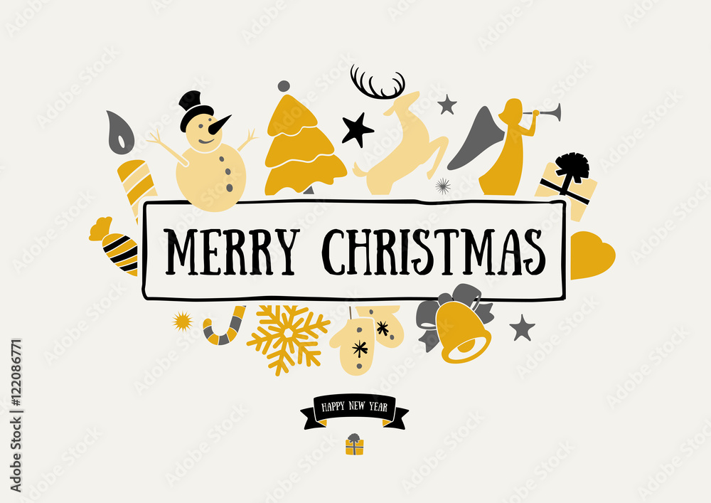 Merry Christmas decoration and card design. Happy New Year