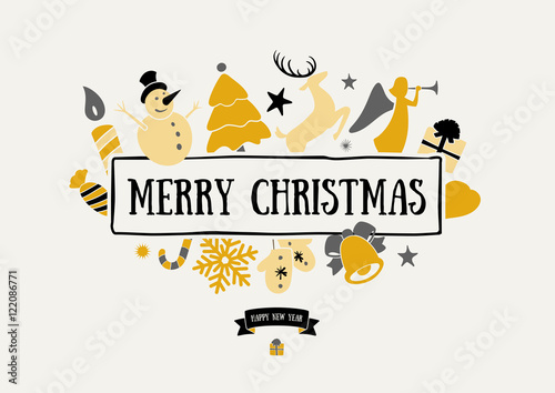Merry Christmas decoration and card design. Happy New Year
