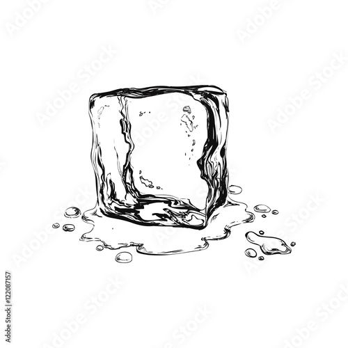 hand draw ice cuben vector illustration