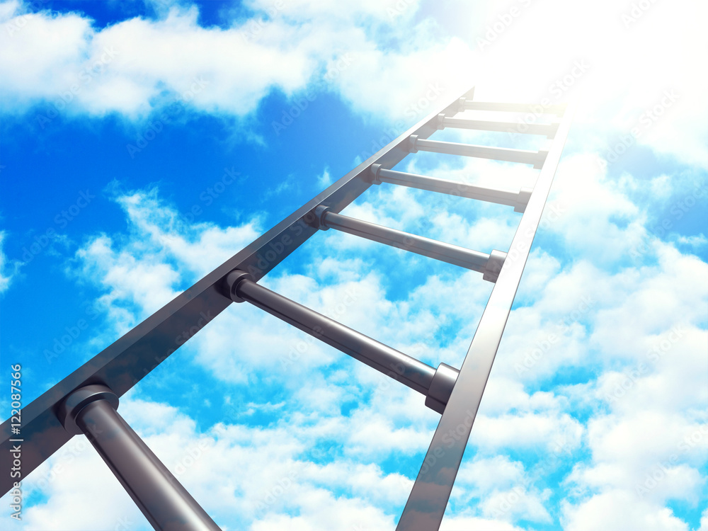 Success Ladder On Blue Sky Background Success Ladder On Blue Sky Background