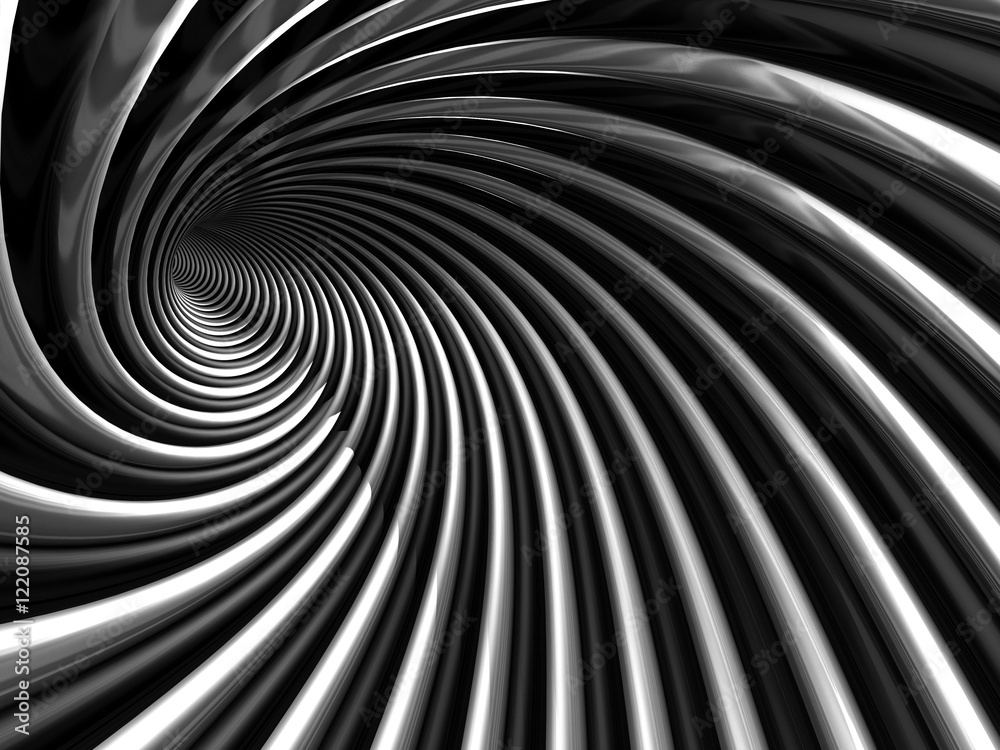 Obraz premium Ciemny metaliczny spiralny tunel w tle
