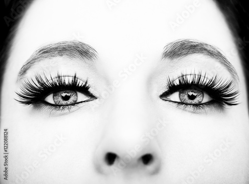 Beautiful insightful look monochrome woman's eyes