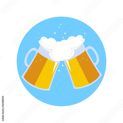 vector image of beer with foam, print,bear sticker, icon,