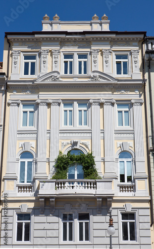 Facade of a typical old building in Trieste, Italy