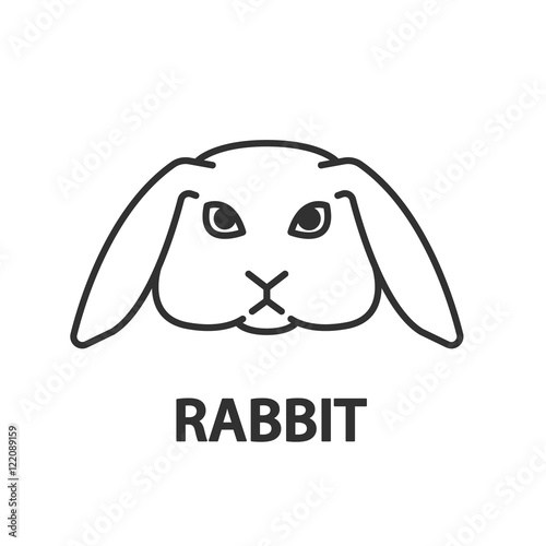 rabbit, linear illustration. rabbit with drooping ears, icon thin line design