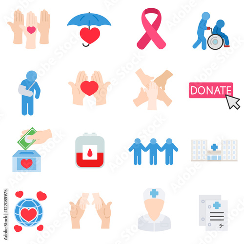 life protection flat icons set. Health protection isolated symbols collection

