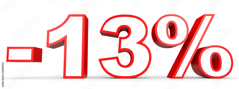 Discount 13 percent off. 3D illustration on white background. Discount 13 percent off. 3D illustration on white background.