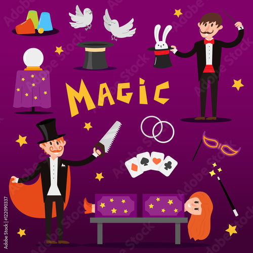 Magicien Chapeau Magicien Icons Set . Simple Illustration De La