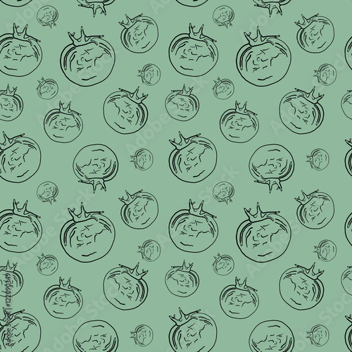 Seamless pattern of tomatoes for background design. Template. Tomatoes raster seamless background.