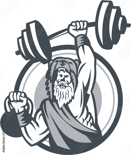 Berserker Lifting Barbell Kettlebell Circle Retro
